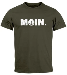 Print-Shirt Herren T-Shirt Schriftzug Moin Dialekt Norden Hamburg Anker Print mit Print