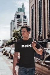 Neverless Herren T-Shirt Schriftzug Moin Dialekt Norden Hamburg Anker Schwarz/Beige/Hellblau/Dunkelrot/Dunkelgrün