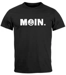 Neverless Herren T-Shirt Schriftzug Moin Dialekt Norden Hamburg Anker Schwarz/Beige/Hellblau/Dunkelrot/Dunkelgrün