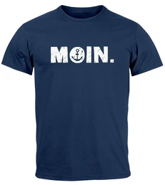 Print-Shirt Herren T-Shirt Schriftzug Moin Dialekt Norden Hamburg Anker Print mit Print