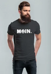 Neverless Herren T-Shirt Schriftzug Moin Dialekt Norden Hamburg Anker Schwarz/Beige/Hellblau/Dunkelgrün/Grau