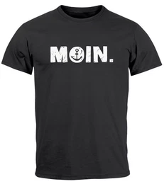 Print-Shirt Herren T-Shirt Schriftzug Moin Dialekt Norden Hamburg Anker Print mit Print