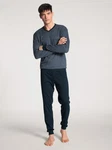 CALIDA Pyjama Relax Streamline mit V-Neck und Bündchen blau/schwarz/sapphire
