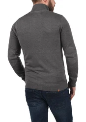 Blend Norman Herren Strickjacke Cardigan Feinstrick mit Stehkragen und Reißverschluss (70155) Dunkelgrau/Grau