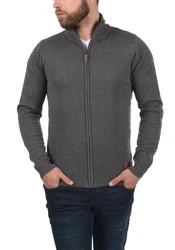 Blend Norman Herren Strickjacke Cardigan Feinstrick mit Stehkragen und Reißverschluss (70155) Dunkelgrau/Grau
