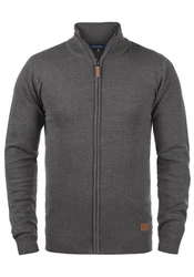 Blend Norman Herren Strickjacke Cardigan Feinstrick mit Stehkragen und Reißverschluss (70155) Dunkelgrau/Grau