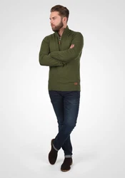 Blend Robin Herren Strickpullover Troyer Mit Stehkragen Und Reißverschluss (70815) Dunkelgrün