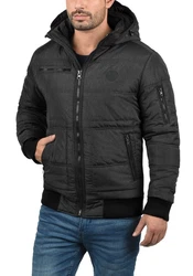Blend Boris Herren Winterjacke Steppjacke mit Kapuze und Stehkragen (74655) Dunkelgrau/Schwarz/Grau