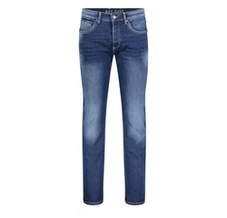 MAC Straight 5-Pocket Jeans (1-tlg) Dunkelblau/Orange/Blau