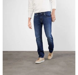MAC Straight 5-Pocket Jeans (1-tlg) Dunkelblau/Orange/Blau