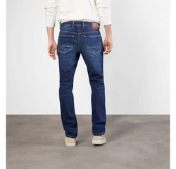 MAC Straight 5-Pocket Jeans (1-tlg) Dunkelblau/Orange/Blau