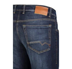 MAC Straight 5-Pocket Jeans (1-tlg) Dunkelblau/Orange/Blau