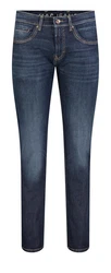 MAC Straight 5-Pocket Jeans (1-tlg) Dunkelblau/Orange/Blau
