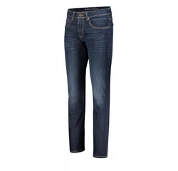 MAC Straight 5-Pocket Jeans (1-tlg) Dunkelblau/Orange/Blau