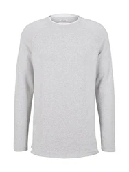 TOM TAILOR Denim Strickpullover BASIC Grau/Hellgrau