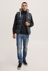 Blend Herren Steppweste mit Kapuze Dunkelgrün