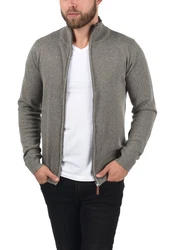 Blend Norman Herren Strickjacke Cardigan Feinstrick mit Stehkragen und Reißverschluss (70155) Grau/Dunkelgrau/Hellgrau