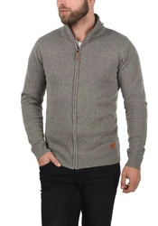 Blend Norman Herren Strickjacke Cardigan Feinstrick mit Stehkragen und Reißverschluss (70155) Grau/Dunkelgrau/Hellgrau
