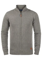 Blend Norman Herren Strickjacke Cardigan Feinstrick mit Stehkragen und Reißverschluss (70155) Grau/Dunkelgrau/Hellgrau