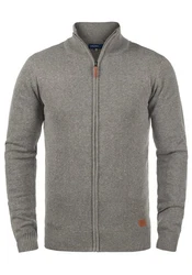 Blend Norman Herren Strickjacke Cardigan Feinstrick mit Stehkragen und Reißverschluss (70155) Grau/Dunkelgrau/Hellgrau