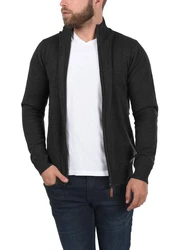 Blend Norman Herren Strickjacke Cardigan Feinstrick mit Stehkragen und Reißverschluss (70155) Dunkelgrau/Grau/Schwarz