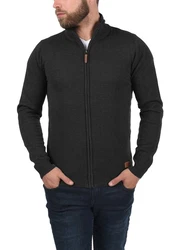Blend Norman Herren Strickjacke Cardigan Feinstrick mit Stehkragen und Reißverschluss (70155) Dunkelgrau/Grau/Schwarz