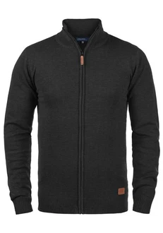 Blend Norman Herren Strickjacke Cardigan Feinstrick mit Stehkragen und Reißverschluss (70155) Dunkelgrau/Grau/Schwarz