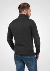 Blend Robin Herren Strickpullover Troyer Mit Stehkragen Und Reißverschluss (70815) Dunkelgrau/Grau