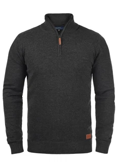 Blend Robin Herren Strickpullover Troyer Mit Stehkragen Und Reißverschluss (70815) Dunkelgrau/Grau