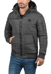 Blend Boris Herren Winterjacke Steppjacke mit Kapuze und Stehkragen (74655) Dunkelgrau/Grau/Hellgrau