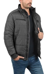 Blend Boris Herren Winterjacke Steppjacke mit Kapuze und Stehkragen (74655) Dunkelgrau/Grau/Hellgrau