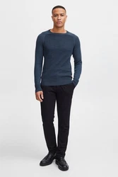 Blend Gandolf Herren Strickpullover Feinstrick Pullover Mit Rundhals (BHGandolf) Dunkelblau/Hellblau/Blau