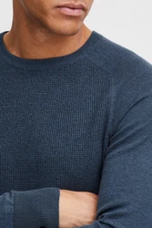 Blend Gandolf Herren Strickpullover Feinstrick Pullover Mit Rundhals (BHGandolf) Dunkelblau/Hellblau/Blau