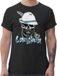 Shirtracer T-Shirt Lausbua Totenkopf Skull Bayrisch Lausbub Schlingel Mode für Oktoberfest Herren Schwarz