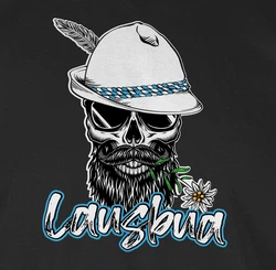 Shirtracer T-Shirt Lausbua Totenkopf Skull Bayrisch Lausbub Schlingel Mode für Oktoberfest Herren Schwarz