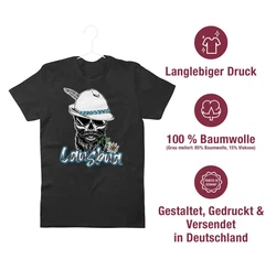 Shirtracer T-Shirt Lausbua Totenkopf Skull Bayrisch Lausbub Schlingel Mode für Oktoberfest Herren Schwarz