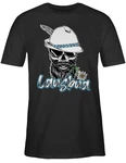 Shirtracer T-Shirt Lausbua Totenkopf Skull Bayrisch Lausbub Schlingel Mode für Oktoberfest Herren Schwarz