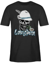 Shirtracer T-Shirt Lausbua Totenkopf Skull Bayrisch Lausbub Schlingel Mode für Oktoberfest Herren Schwarz