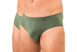 HERMKO Slip 8300 2er Pack Herren mit Dehnbund Dunkelgrün/Grün