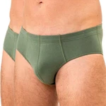 HERMKO Slip 8300 2er Pack Herren mit Dehnbund Dunkelgrün/Grün