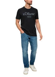 s.Oliver Herren T-Shirt 2139909 Silber/Schwarz/Grau