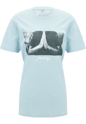 MisterTee Kurzarmshirt Ladies Pray Tee Hellblau/Blau