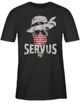 Shirtracer T-Shirt Lausbua Totenkopf Bayrisch Lausbub Mode für Oktoberfest Rot/Lila/Braun/Silber/Rosa/Grau