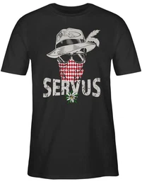 T-Shirt Lausbua Totenkopf Bayrisch Lausbub Tracht Mode fr Oktoberfest Herren