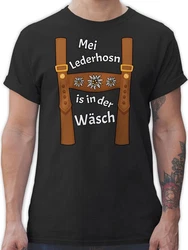 Shirtracer T-Shirt Meine Lederhose ist in der Wäsche Mode für Oktoberfest Herren Braun
