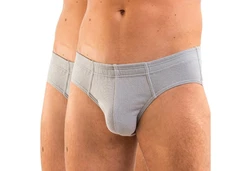 HERMKO Slip 8300 2er Pack Herren mit Dehnbund Grau/Blau/Hellgrau/Beige/Braun
