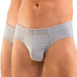 HERMKO Slip 8300 2er Pack Herren mit Dehnbund Grau/Blau/Hellgrau/Beige/Braun