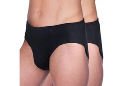 HERMKO Slip 8300 2er Pack Herren mit Dehnbund Schwarz/Braun