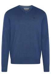 bugatti V-Ausschnitt Pullover Dunkelblau/Blau/Grau