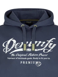 DENIMFY Kapuzenpullover Herren Hoodie DFArno Regular Fit Longsleeve Sweatshirt Blau/Dunkelblau